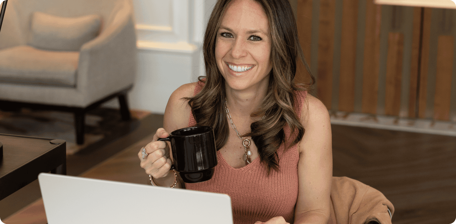 Amber Vilhauer drinking coffee